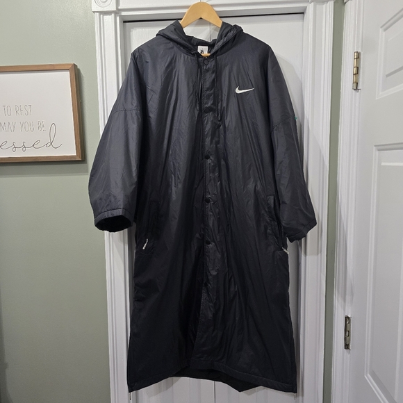 Nike Air Fear of God Mens Large Oversized Black Hooded Insulated Coat Jacket - Picture 1 of 7